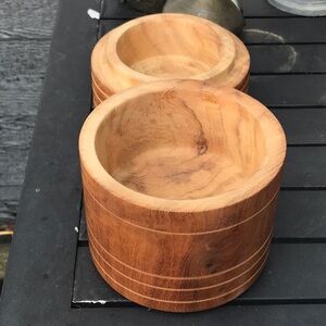 Burl wood Lathed Lidded Canister“Round BOX W/ Wood Lid Desk Storage Decorative
